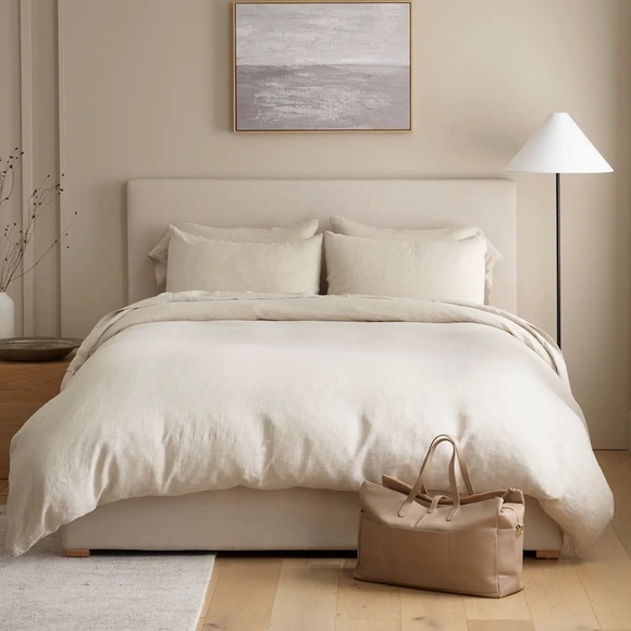 QUINCE European Linen Duvet Cover Set Full/Queen Natural Chambray 2560 - Picture 3 of 12